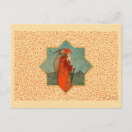 Postal Festiva Vintage Red Santa Claus San Nicolás