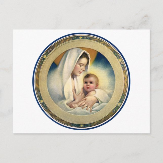 Postal Festiva Vintage Religious Christmas, Madonna and Child (Anverso)