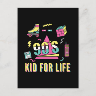 Postal Festiva Vintage Retro 90 Kid For Life 1990 años 90