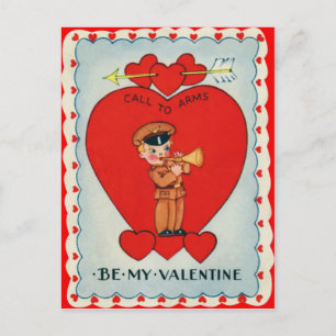 Postal Festiva Vintage Retro Bugler Valentcard