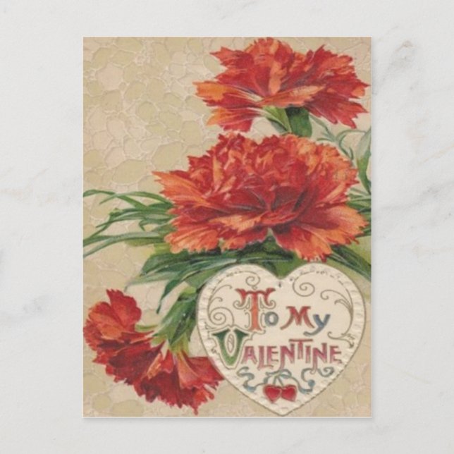 Postal Festiva Vintage Retro Chrysanthemum Valentcard (Anverso)
