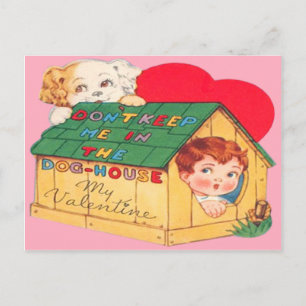 Postal Festiva Vintage Retro Dog House Valentcard