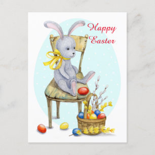 Postal Festiva Vintage retro Easter Bunny