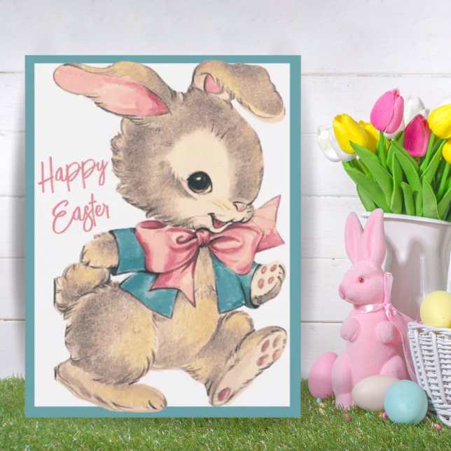 Postal Festiva Vintage Retro Easter Bunny (Subido por el creador)