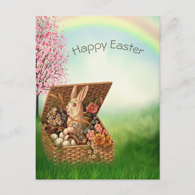 Postal Festiva Vintage Retro Easter Bunny Holiday Card (Anverso)