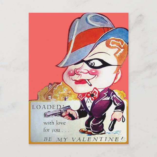 Postal Festiva Vintage Retro Gangster Valentcard (Anverso)