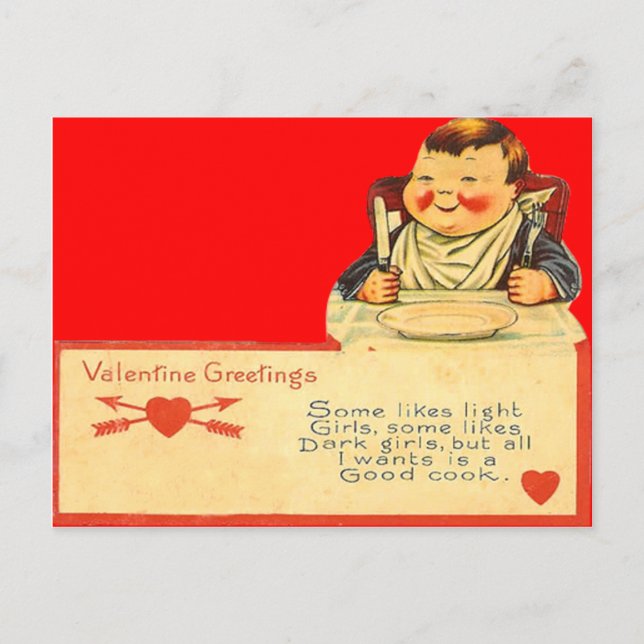 Postal Festiva Vintage Retro Good Cook Valentcard (Anverso)