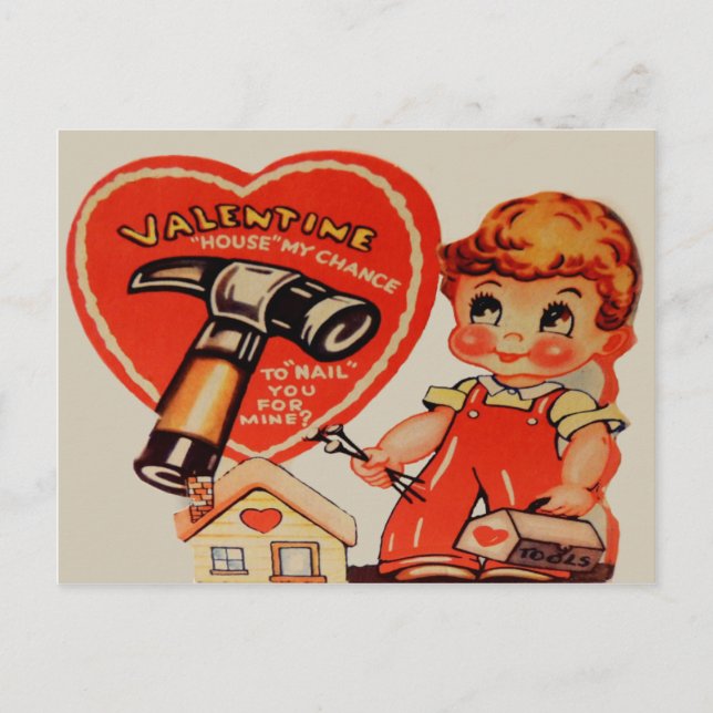 Postal Festiva Vintage Retro Handyman Valentcard (Anverso)