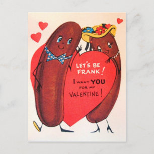 Postal Festiva Vintage Retro Hot Dog Valentine