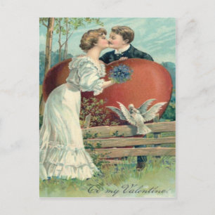 Postal Festiva Vintage Retro Kissing Valentcard