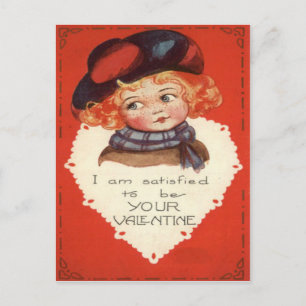 Postal Festiva Vintage Retro Little Girl Valentcard