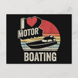 Postal Festiva Vintage Retro Me Encanta El Motor De Barco Diverti