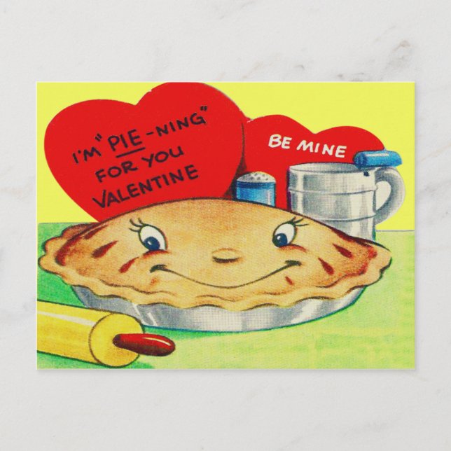 Postal Festiva Vintage Retro Pie Valentine (Anverso)
