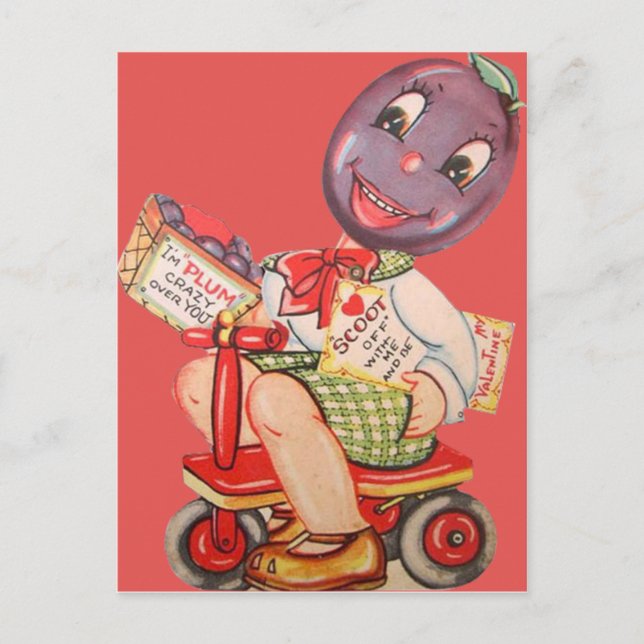 Postal Festiva Vintage Retro Plum Valentcard (Anverso)
