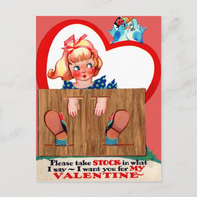 Postal Festiva Vintage Retro Stockade Valentcard (Anverso)