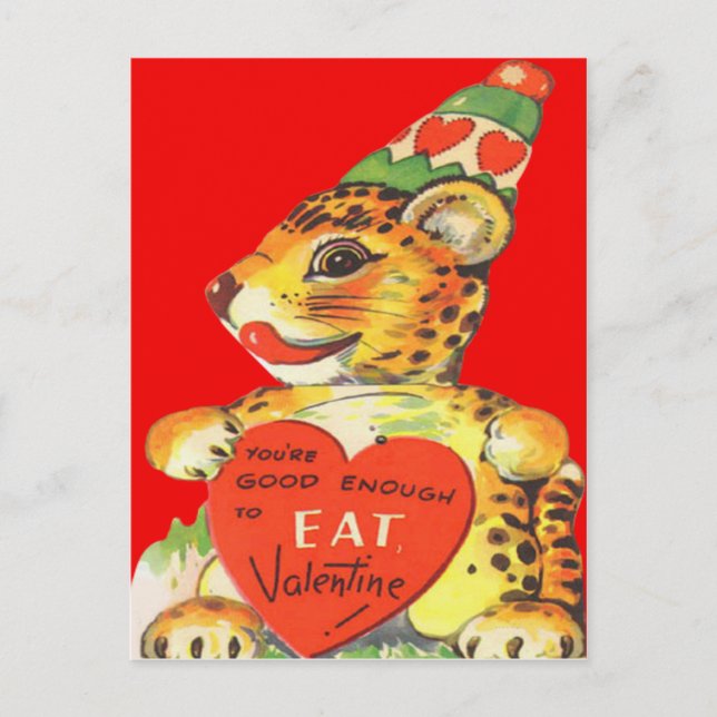 Postal Festiva Vintage Retro Tiger Valentcard (Anverso)