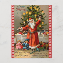 Postal Festiva Vintage Ringing Bell Classic Santa Navidades