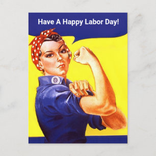 Postal Festiva Vintage Rosie the riveter Happy Labor Day PC
