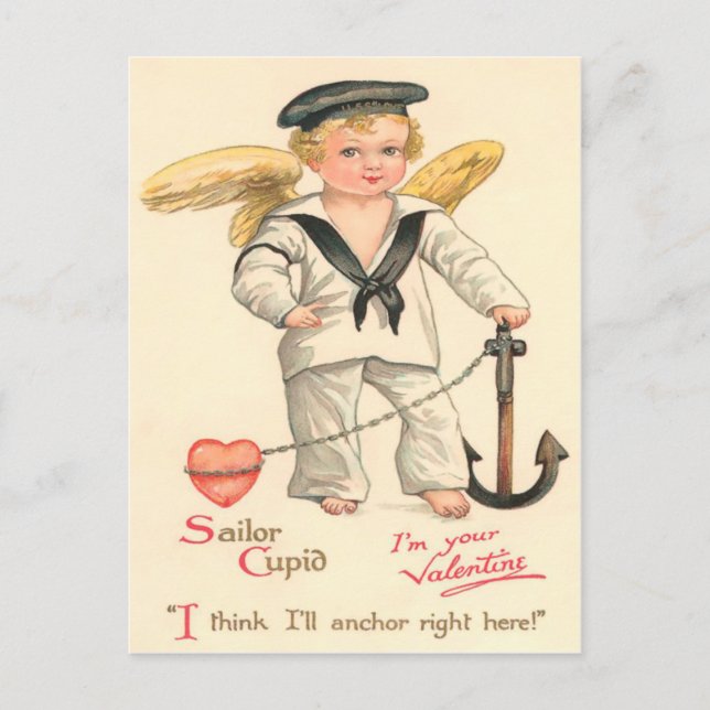 Postal Festiva Vintage Sailor Cupid Valentcard (Anverso)
