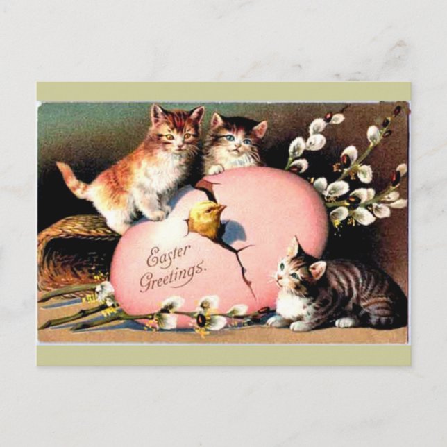 Postal Festiva Vintage - Saludos de Pascua (Anverso)