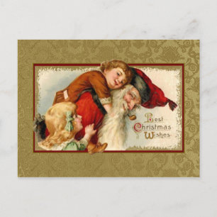 Postal Festiva Vintage Santa and Children