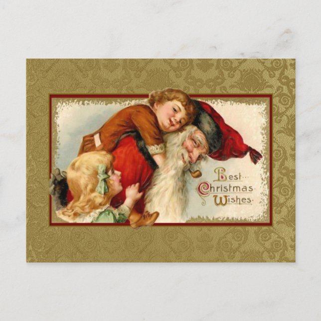 Postal Festiva Vintage Santa and Children (Anverso)