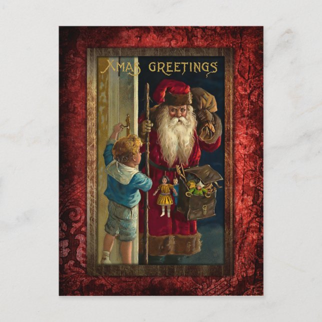 Postal Festiva Vintage Santa Bringing Toys (Anverso)
