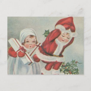 Postal Festiva Vintage Santa Children