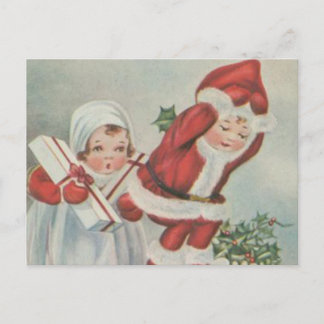 Postal Festiva Vintage Santa Children
