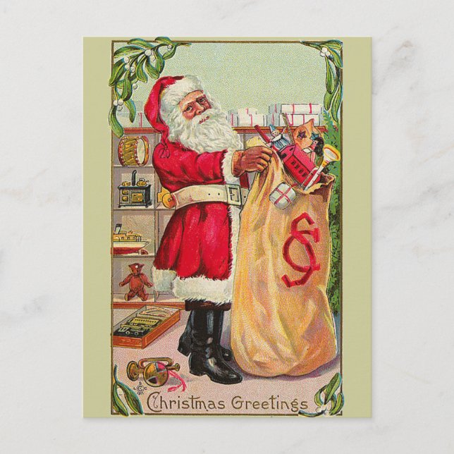 Postal Festiva Vintage Santa Claus (Anverso)