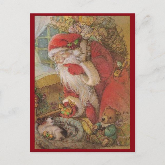 Postal Festiva Vintage Santa Claus (Anverso)