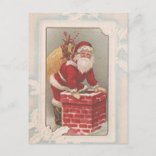 Postal Festiva Vintage Santa Navidades