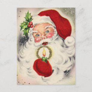 Postal Festiva Vintage Santa w/candle