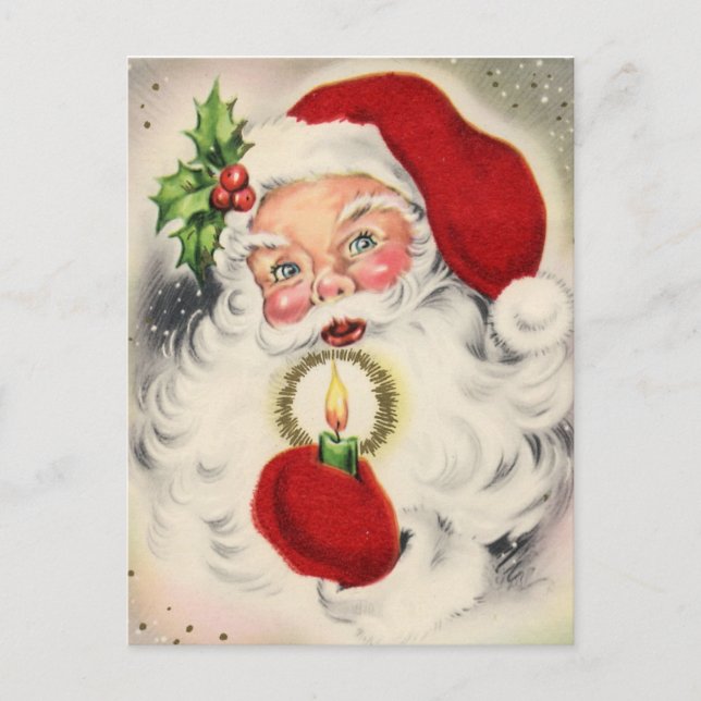 Postal Festiva Vintage Santa w/candle (Anverso)