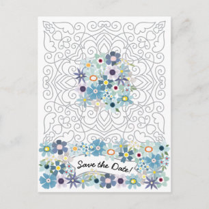 Postal Festiva Vintage Save the Date Victorian Frame con Flores