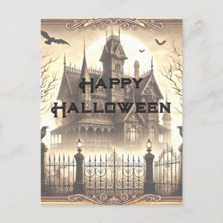 Postal Festiva Vintage Scary Gótico Victoriano Feliz Halloween