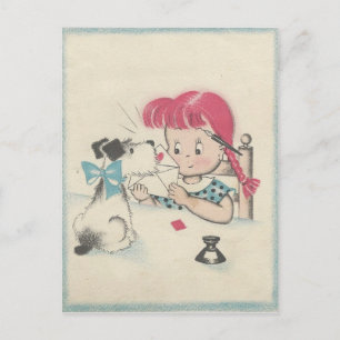 Postal Festiva Vintage "Sealed With Dog Kiss" Valentine