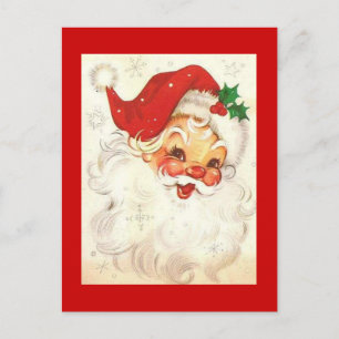 Postal Festiva Vintage Smiling Santa Claus