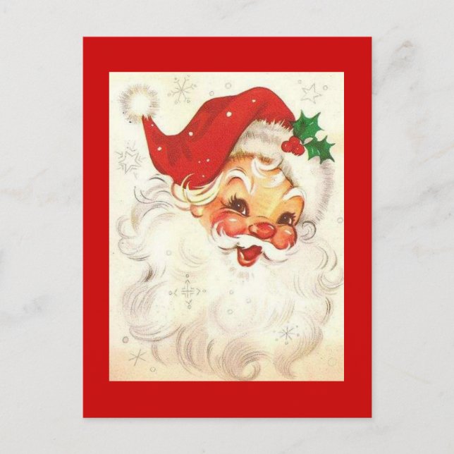 Postal Festiva Vintage Smiling Santa Claus (Anverso)