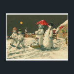Postal Festiva Vintage snowman<br><div class="desc">Vintage snowman</div>