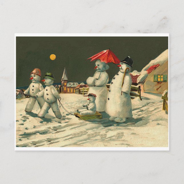 Postal Festiva Vintage snowman (Anverso)