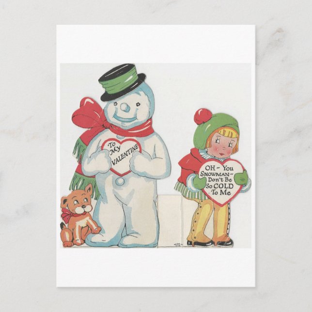 Postal Festiva Vintage Snowman Valentine (Anverso)