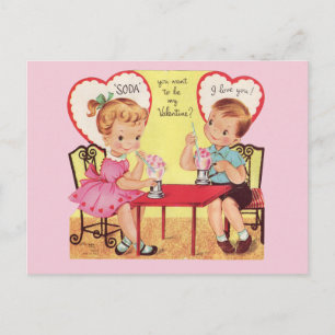 Postal Festiva Vintage Soda Shop novias Valentine