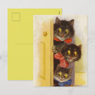 Postal Festiva Vintage Sólo Comprobando Tus Gatos