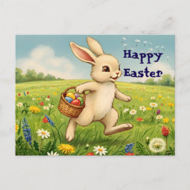Postal Festiva Vintage Spring Meadow Easter Bunny