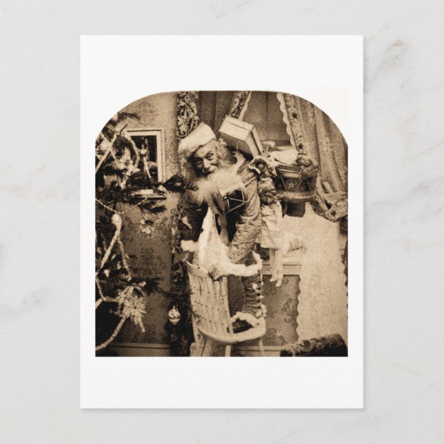 Postal Festiva Vintage Stereoview - Entrega de Navidades (Anverso)