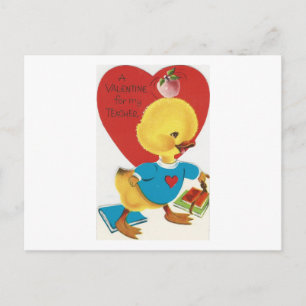 Postal Festiva Vintage Student Bird Valentine Para Profesores