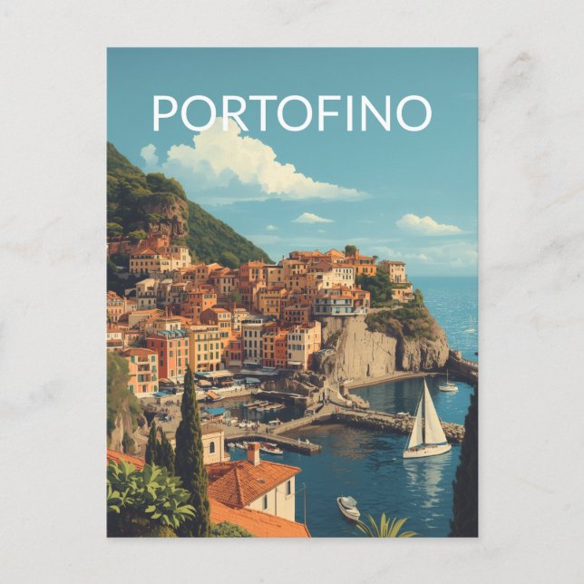 Postal Festiva Vintage Style Portofino Genova Italy (Anverso)