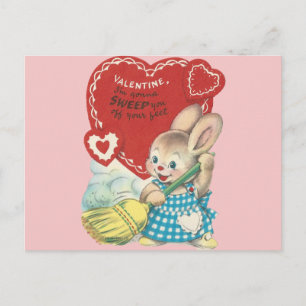 Postal Festiva Vintage Sweeping Bunny Valentine