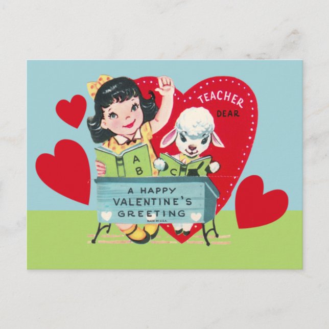 Postal Festiva Vintage Teacher Valentine (Anverso)